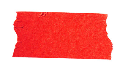 Red torn paper masking tape isolated on transparent background for creative design decoration