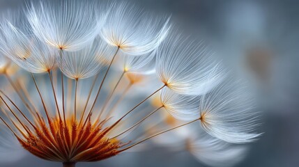 Delicate Dandelion Seeds with Soft Focus on a Tranquil Background