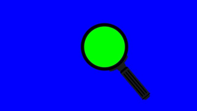 Magnifying glass zoom transition with green screen on transparent background