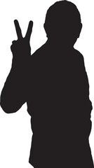 Fototapeta premium vector,silhouette of a man show the victory sign on a white background