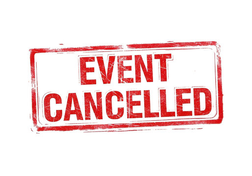 Event cancelled stamp isolated on transparent background