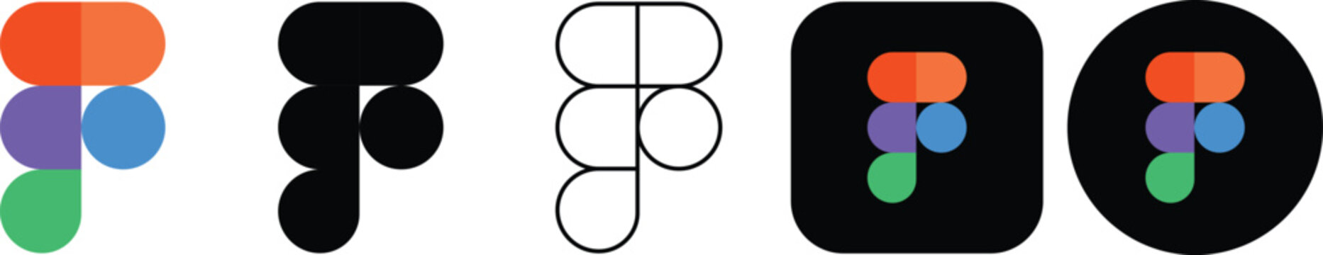 Figma logo icon set, vector online interface development and prototyping service with the possibility of organizing collaboration - vector