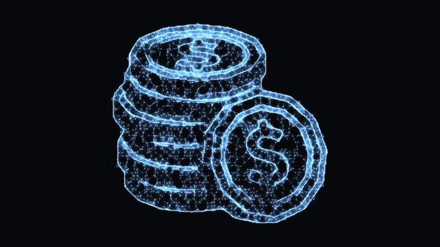 Abstract motion graphics of a stack of coins, finances, 2 in 1 (Animation on flat and transparent backgrounds), Seamless Loop, 4K resolution. Codec ProRes 4444 with alpha channel. Not AI Generated	