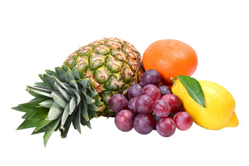Tropical fruits isolated on white