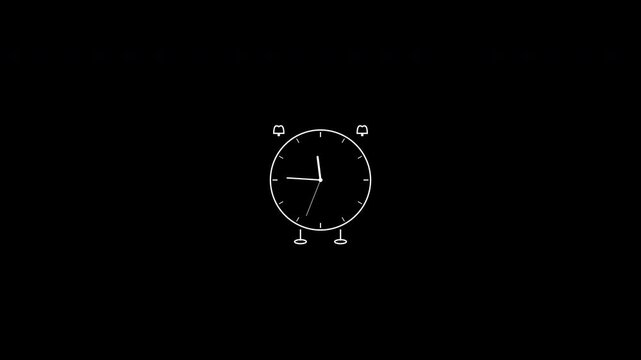 A minimalist alarm clock design featuring a simple round face and two bells on top