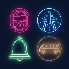 Neon Travel Icons Set