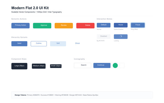 Modern Flat 2.0 UI Kit for Web and App Design