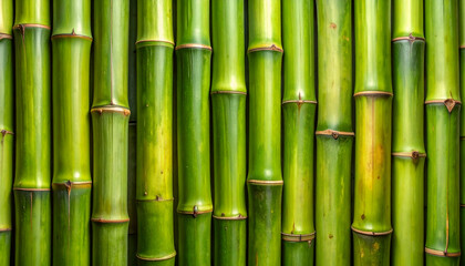 Fototapeta premium Dense bamboo forest with vibrant green stalks.