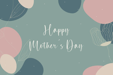 Happy Mother&rsquo;s Day Abstract Greeting Card with Floral Outline