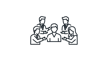 Group of people seated around a table outlined in black silhouette