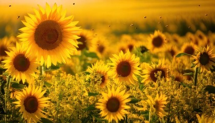 Obraz premium Golden Sunflower Field - A Vibrant Display of Natures Beauty.