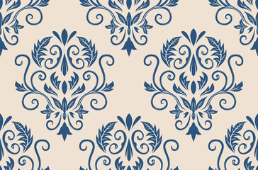 Damask seamless repeat element pattern. Beautiful luxury vintage floral damask vector illustration. Design for wallpaper, decorative, texture, textile, ornament, wrapping, shirts, clothing