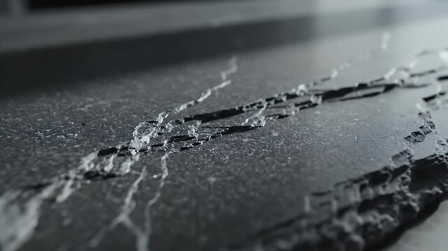 Close-up of peeling paint on a dark, textured surface, revealing layers of wear and tear.