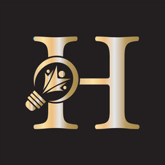 Initial Light Bulb Graduation Logo combine with letter H vector template