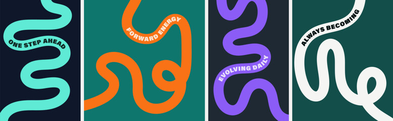 Vibrant abstract poster with flowing shapes in warm colors featuring colorful, fluid wavy lines for a dynamic, modern feel, motivational design typography for creative wall art © icons gate