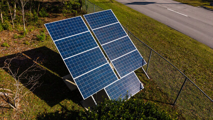 Solar panels installed on holding brackets