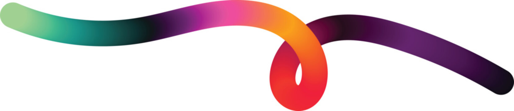 Illustration of vibrant rainbow colored swirl design element with gradient hues