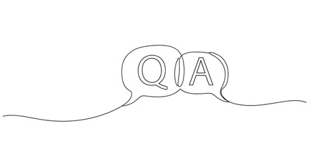 Obraz premium Continuous line drawing of qa speech bubbles in minimalist style. no editable stroke