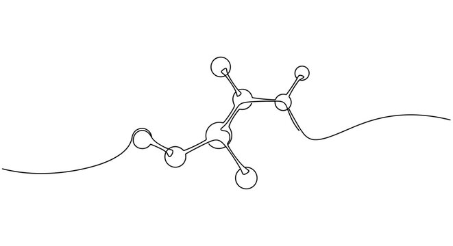 Stylized black and white ethanol molecule illustration on white background. no editable stroke