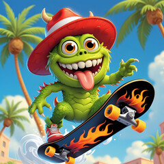 a vibrant cartoon image of a friendly monster