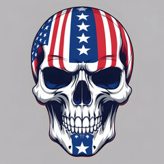 a vector image of a patriotic skull design adorned