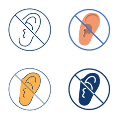 Hearing impairment flat and line icon set