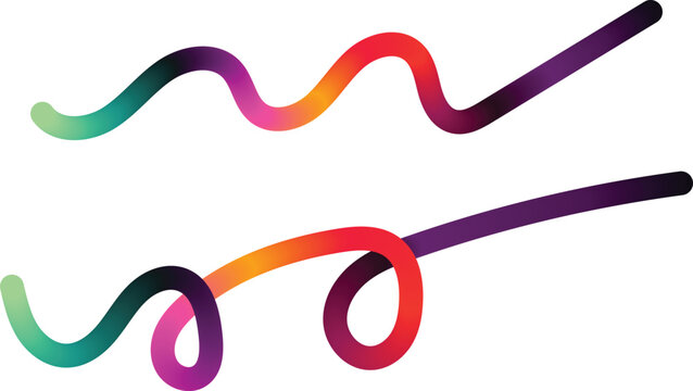 Illustration of colorful wavy lines in rainbow gradient on vector graphic element
