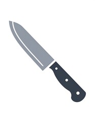 Simple vector of a chef knife with a gray blade and a black handle against a plain white background