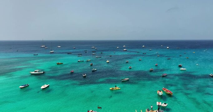 4k Aerial view of Santa Maria beach in Sal Cape Verde - Cabo Verde