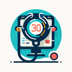 national doctors day india stethoscope digital interface flat vector icon