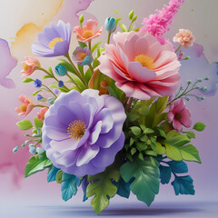 a lush 3D render of a decorative watercolor background