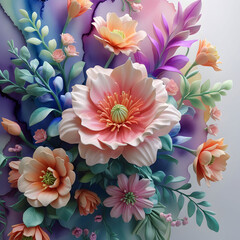 a lush 3D render of a decorative watercolor background