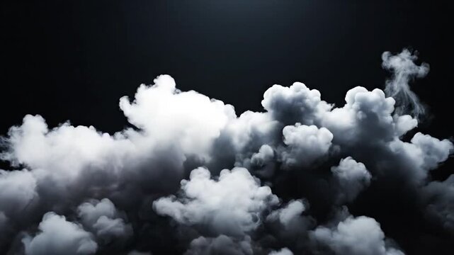 White fluffy clouds against a dark sky, evoking a sense of drama and contrast