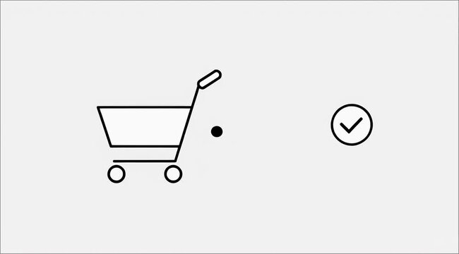 Minimalist Animated Shopping Cart to Checklist Success Icon &ndash; E-commerce Checkout Process Animation