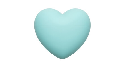Fototapeta premium Pastel turquoise heart isolated PNG on transparent background, 3D render of love symbol for Valentine s Day and romantic design