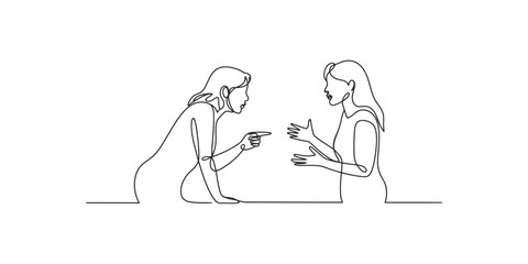 Continuous one line drawing of Two individuals sharing a moment over a small handheld device © Line Art