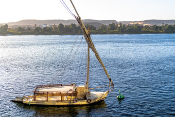 Traditional Felucca Boat on Nile in Aswan, Egypt