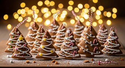 Christmas Tree Shaped Cookies with Icing and Sprinkles.