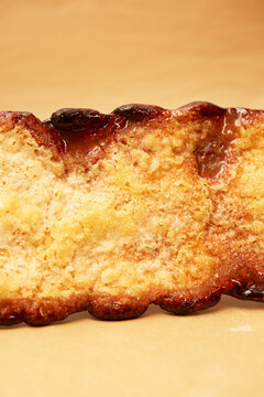 Close-up of freshly baked coca de vidre pastry