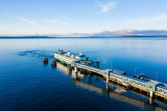 Edmonds Pier and Marina Aerial View Puget Sound