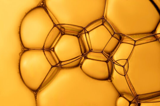 Macro capture of vibrant soap bubbles and foam