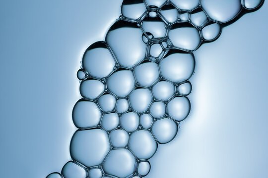 Macro view of soap bubbles forming delicate structures