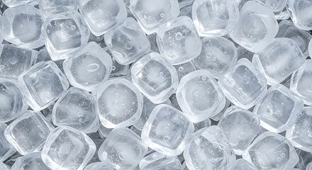 Closeup of Ice Cubes in Container.