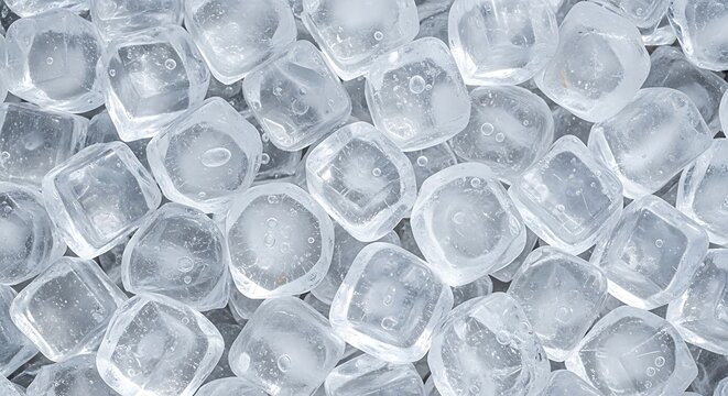 Closeup of Ice Cubes in Container.