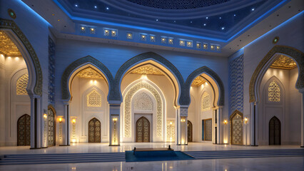 Fototapeta premium Elegant mosque-inspired hall with gold accents