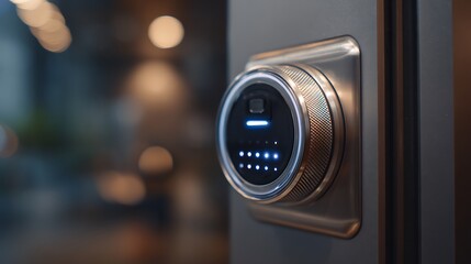 Naklejka premium Smart Lock on Modern Door.