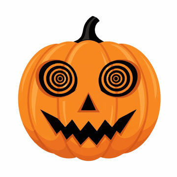 Carved Halloween Pumpkin with Spiral Eyes.