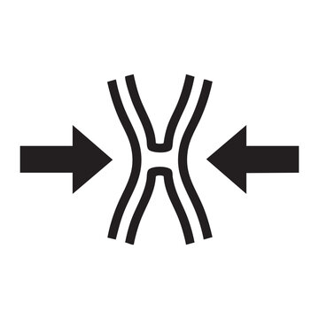 A black and white image of a chromosome with arrows on either side