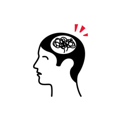 Human Profile with Tangled Mess in Brain Representing Confusion or Stress