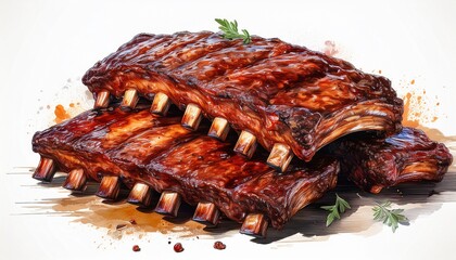 bbq ribs on white background grilled bbq ribs four bbq ribs